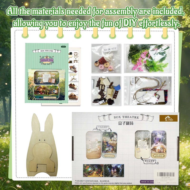 Flever Dollhouse Miniature DIY House Kit Creative Room with Furniture and Cover for Romantic Valentine's Gift(Countryside Notes) - Image 4